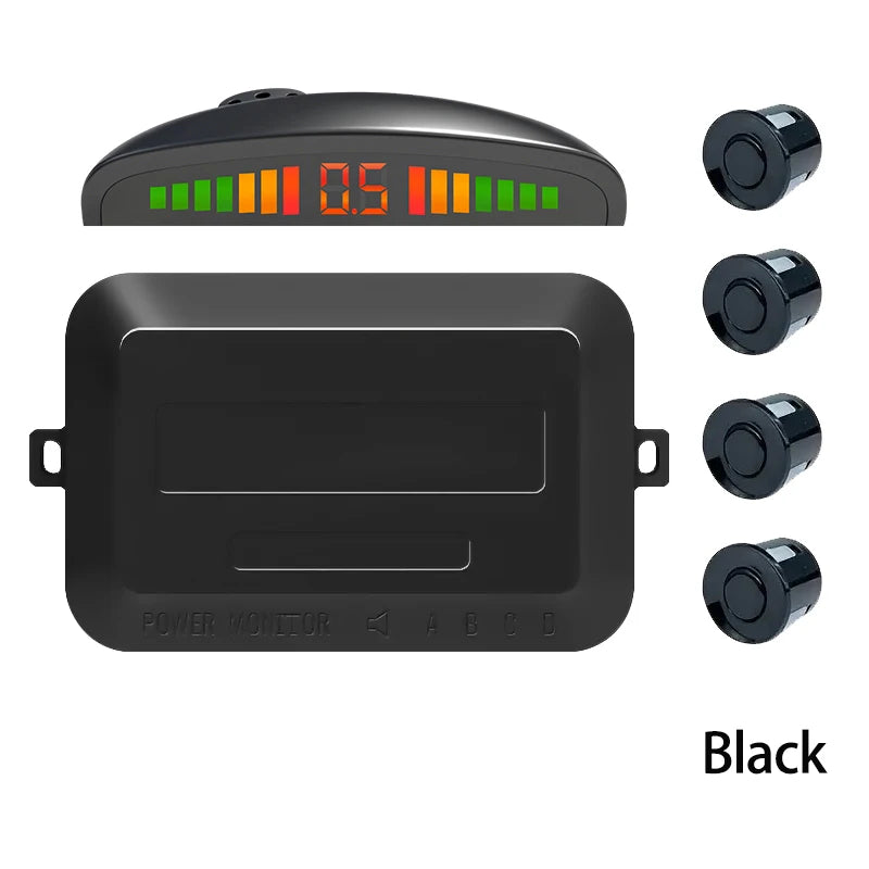 Car LED Parking Sensor Kit 4 Sensors Reverse Backup Radar 12V Parking Sensor Kit Axl Bright black 4.3 Inches