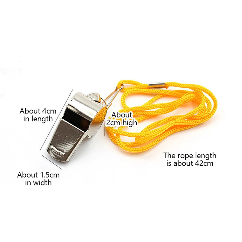 Loud Stainless Steel Sport Whistle with Rope | Referee Sport Referee Whistle Axl yellow