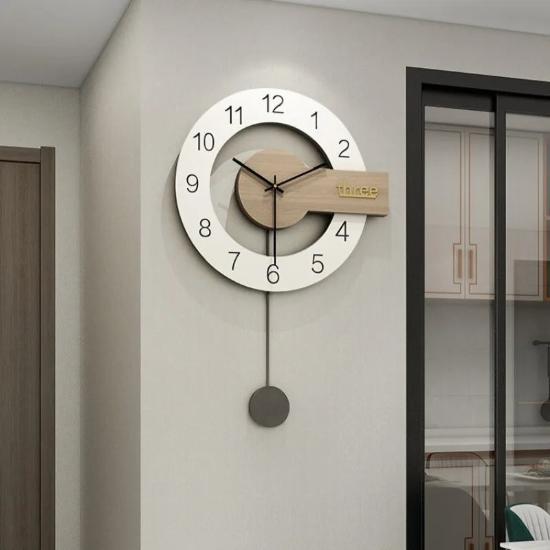 Modern Silent Pendulum Wall Clock – Wood & Acrylic Minimalist Pendulum Wall Clock Axl