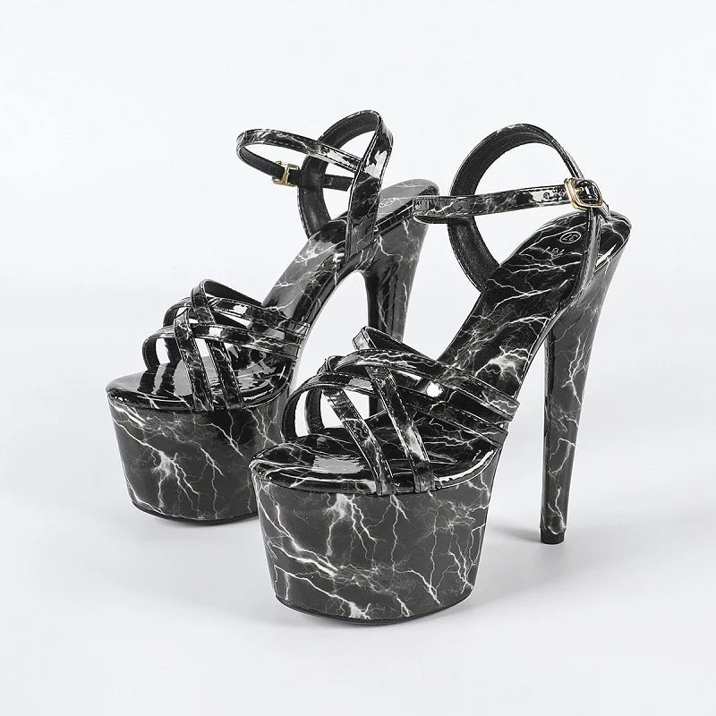 Women's Platform Stiletto Sandals – Buckle Strap Party Heels Platform Stiletto Sandals Axl Black 35