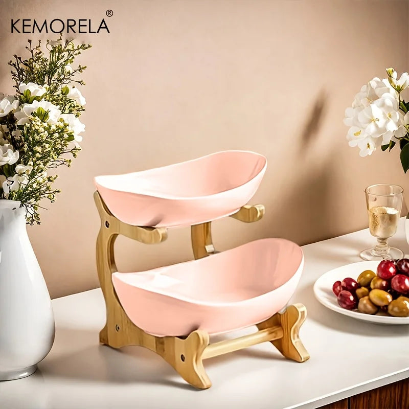 2/3 Layer Tiered Fruit Plate – Modern Plastic Snack & Candy Dish Tiered Serving Dish Axl Double Layers Pink