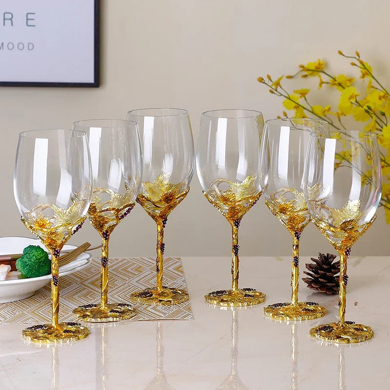 Enamel Crystal Wine Glass & Decanter Set | Gift Box Crystal Wine Glass Set Axl 201-300ml Style 8