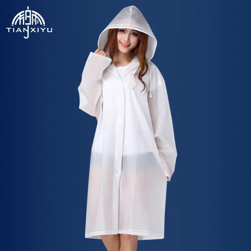 Women's Waterproof Rain Poncho – Clear Yellow Nylon Raincoat Women's Rain Poncho Axl White L