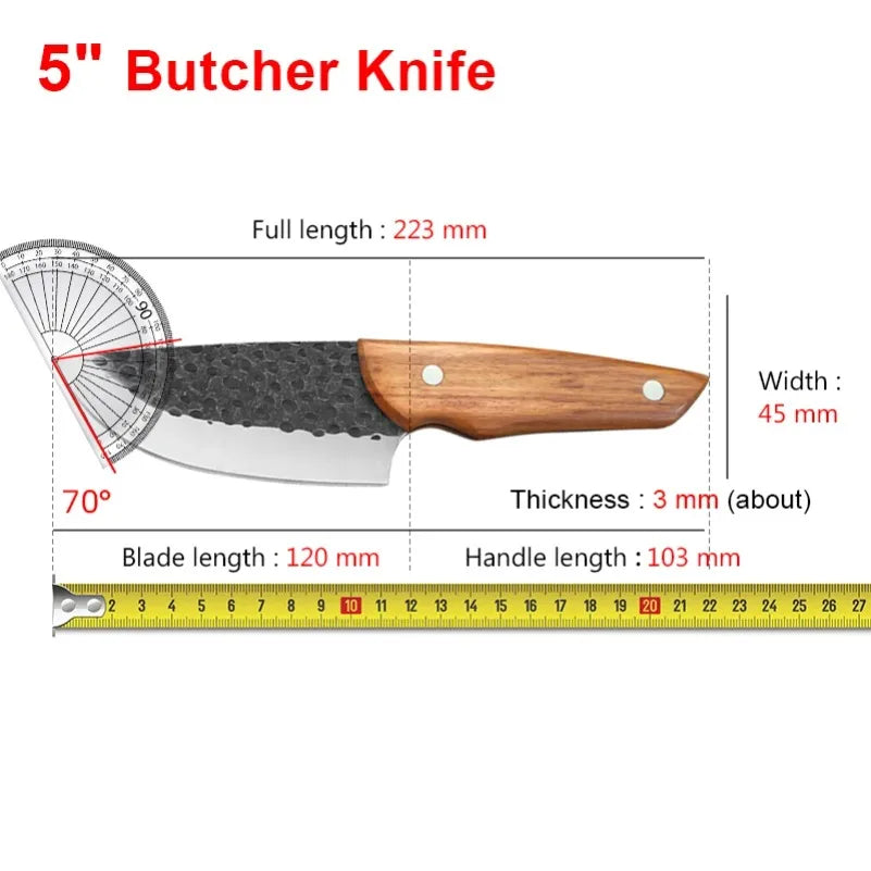InLeung Forged Stainless Steel Boning Knife – Wood Handle Boning Kitchen Knife Axl