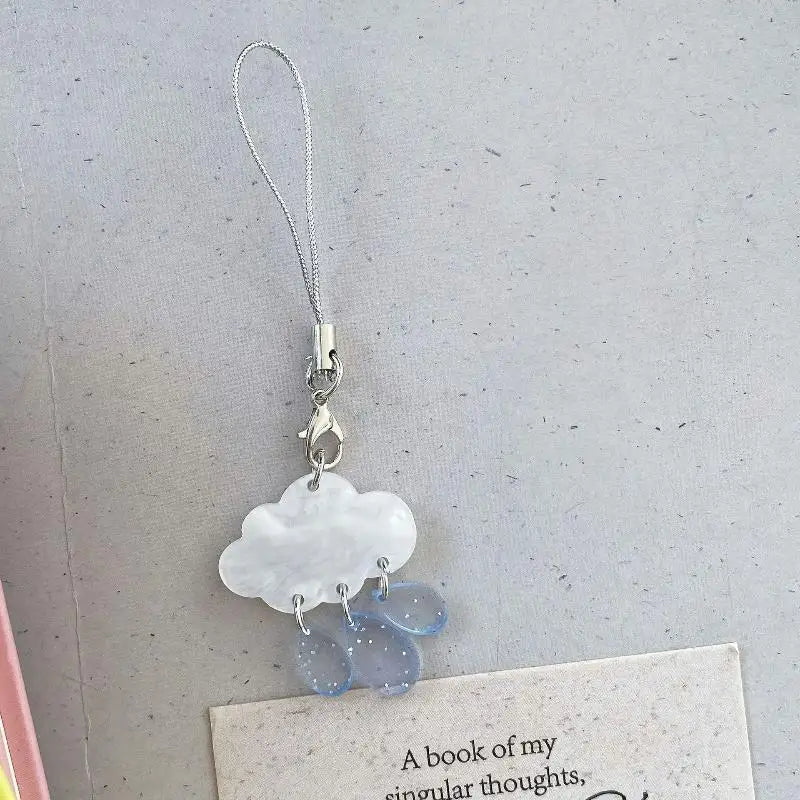 Cute Cloud Raindrop Keychain – Phone Lanyard & Bag Charm Novelty Keychain Axl A1
