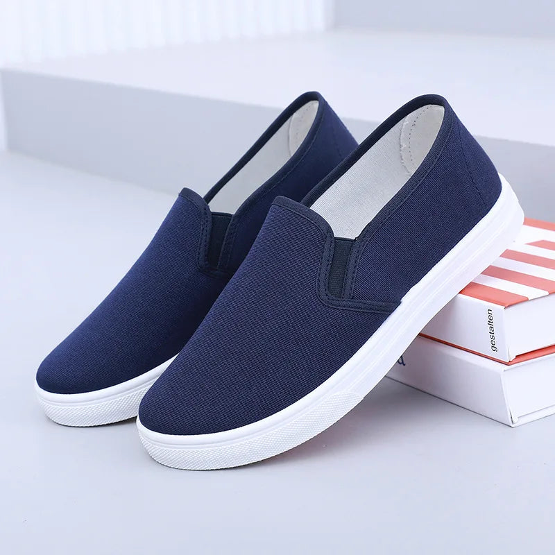 YBQJOO Women's Canvas Slip-On Flats | Nonslip Casual Work Shoes Women's Canvas Flats Axl Blue 40