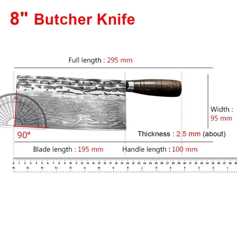 Damascus Steel Chinese Cleaver – Handmade Chef Knife Damascus Cleaver Knife Axl