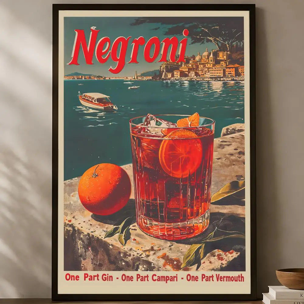 Cocktail Negroni Wall Art Poster – Self-Stick Waterproof Decor Wall Art Poster Axl White12 60X90cmNoframe