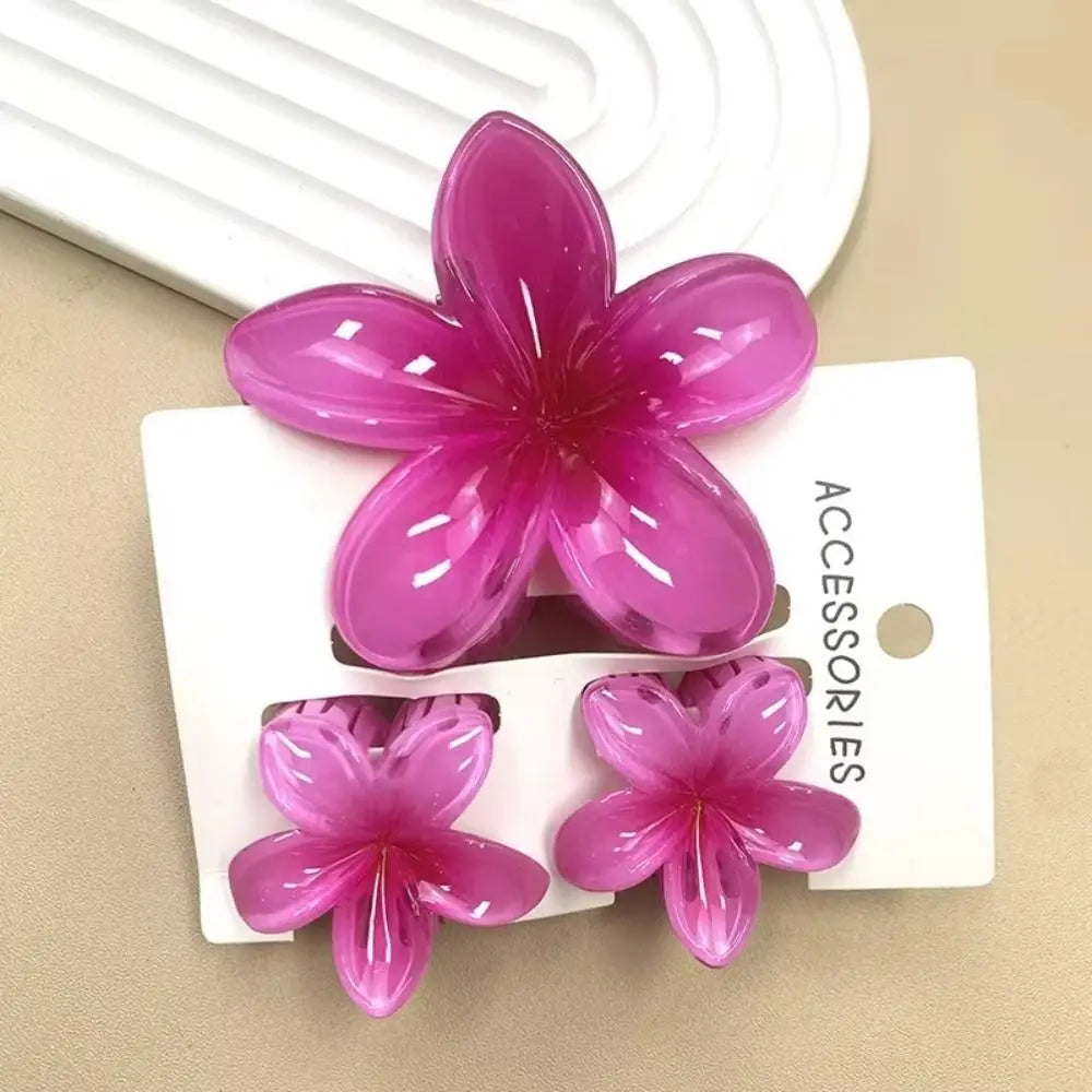 3-Pack Gradient Plumeria Flower Hair Claw Clips – Acrylic Set Flower Hair Clips Axl
