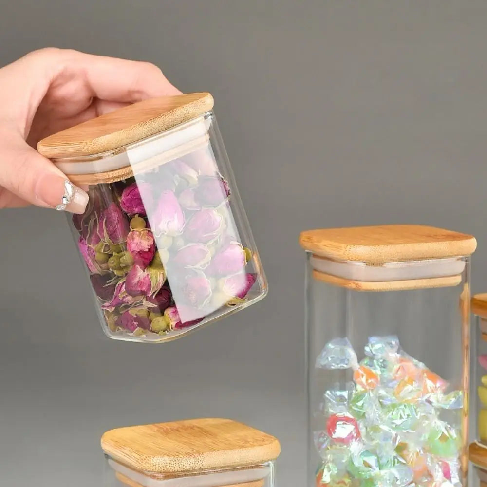Glass Storage Jars with Bamboo Lid – Airtight Spice & Snack Jars Glass Storage Jar Axl