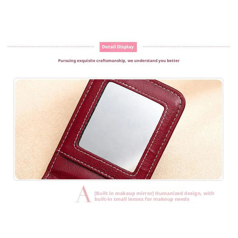Mini Leather Lipstick Bag with Mirror – Portable Makeup Case Cosmetic Makeup Bag Axl