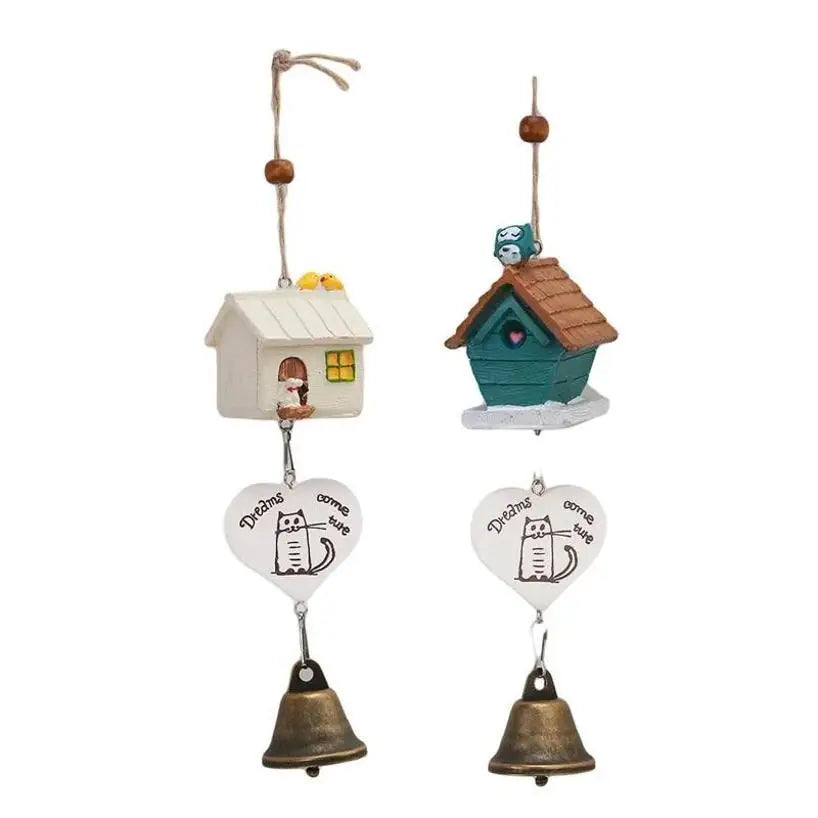 Resin Bird House Wind Chime Ornament | Pastoral Hanging Decor Wind Chime Ornament Axl