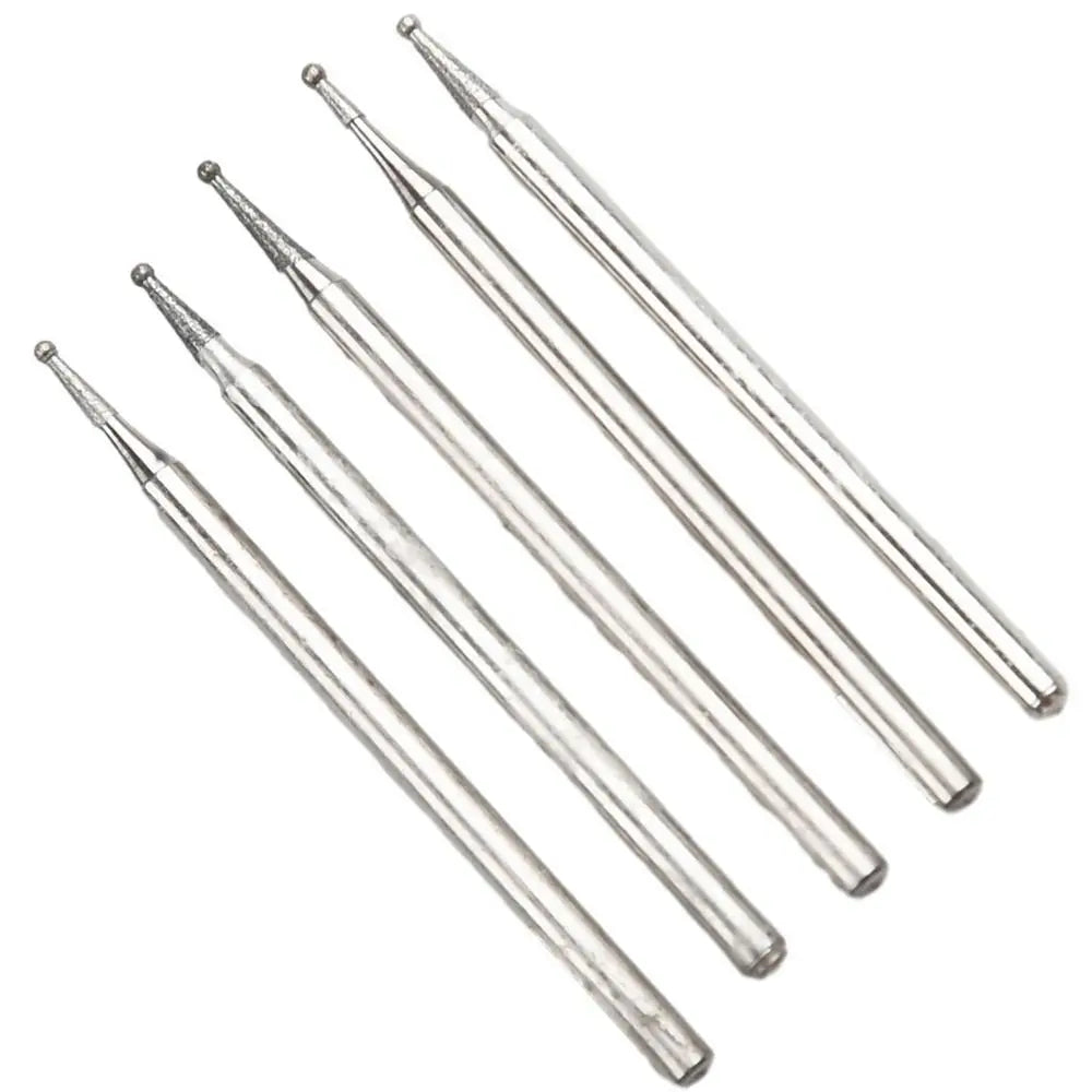 5-Pc Diamond Spherical Burr Set – 2.35mm Shank, 0.5–8mm Diamond Grinding Burr Axl