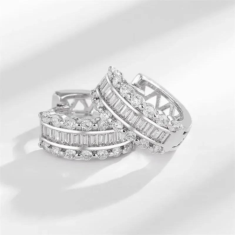 Huitan Dainty CZ Hoop Earrings – Cubic Zirconia Women's Jewelry Hoop Earrings Axl E4917