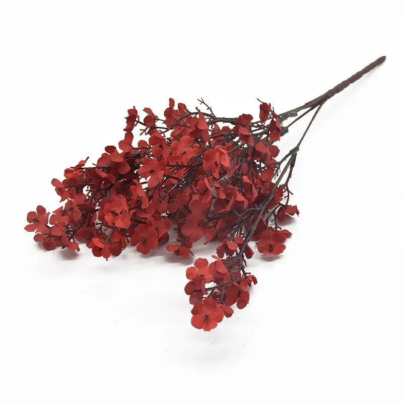 Silk Artificial Gypsophila Peach Blossom Stems | Wedding Décor Artificial Flower Stems Axl (Red) 1 piece