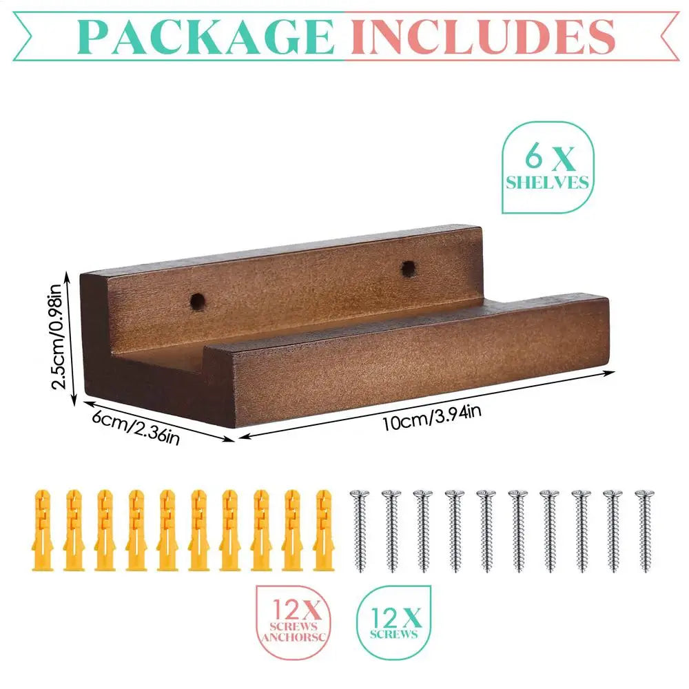 6-Pack Wood Vinyl Record Wall Mount Shelf | Album Display Wall Display Shelf Axl 6pcs