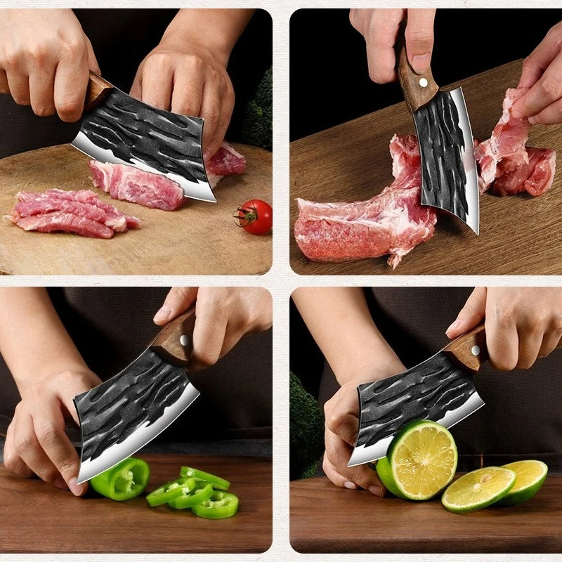 PLYS Meat Cleaver Butcher Knife – Stainless Steel Wood Handle Kitchen Cleaver Knife Axl
