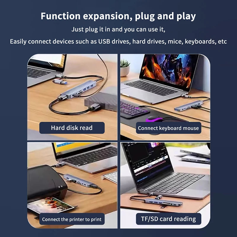 8-in-1 USB-C Hub – Audio Jack & TF Card Reader Adapter USB-C Hub Adapter Axl