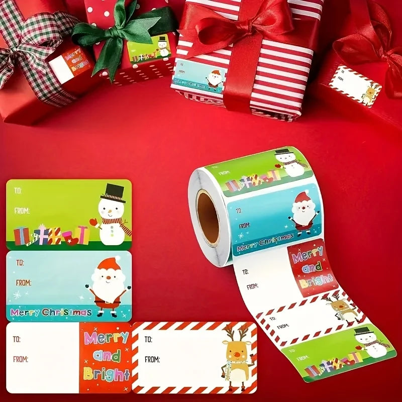 250 Pcs Christmas Sticker Tags – Festive Gift Sealing Labels Holiday Sticker Tags Axl
