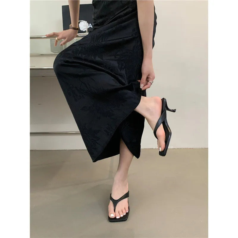 Retro Clip Toe Women's Low Heel Summer Slippers | Party Shoes Low Heel Slippers Axl