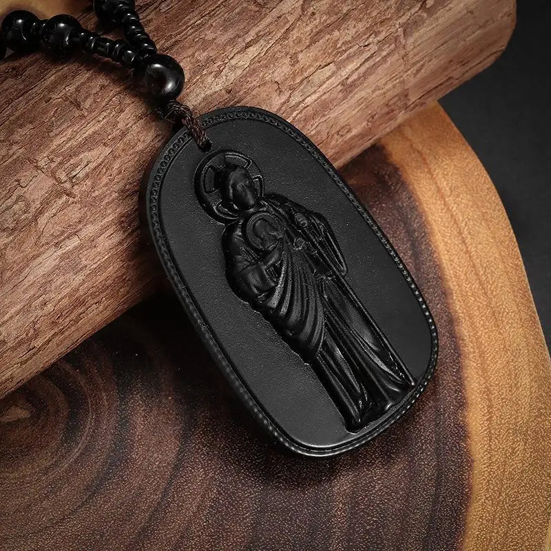 Imitation Jade Bodhisattva Pendant Necklace | Unisex Choker Pendant Necklace Axl