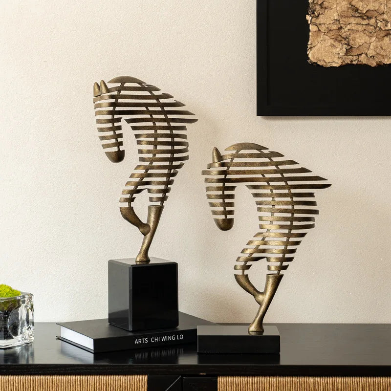 Horse Head Metal Figurine | Modern Desktop Sculpture Home Decor Metal Sculpture Figurine Axl