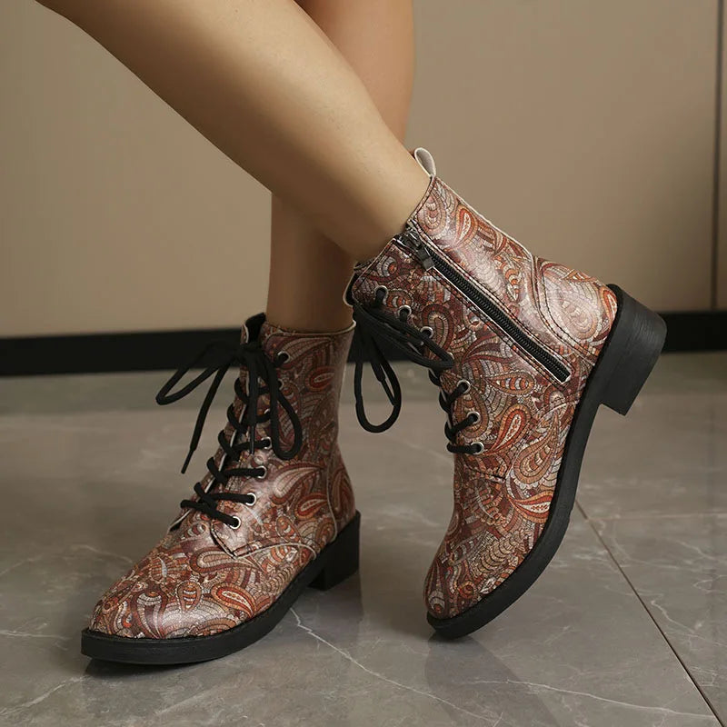 Women's Printed Wedge Ankle Boots – Anti-Slip Casual Short Boot Women's Ankle Boots Axl