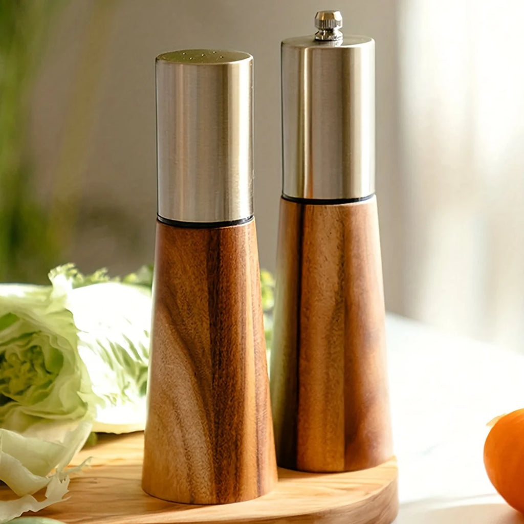 Leeseph 2PC Acacia Wood Salt & Pepper Grinder Set | Ceramic Core Salt & Pepper Mill Set Axl