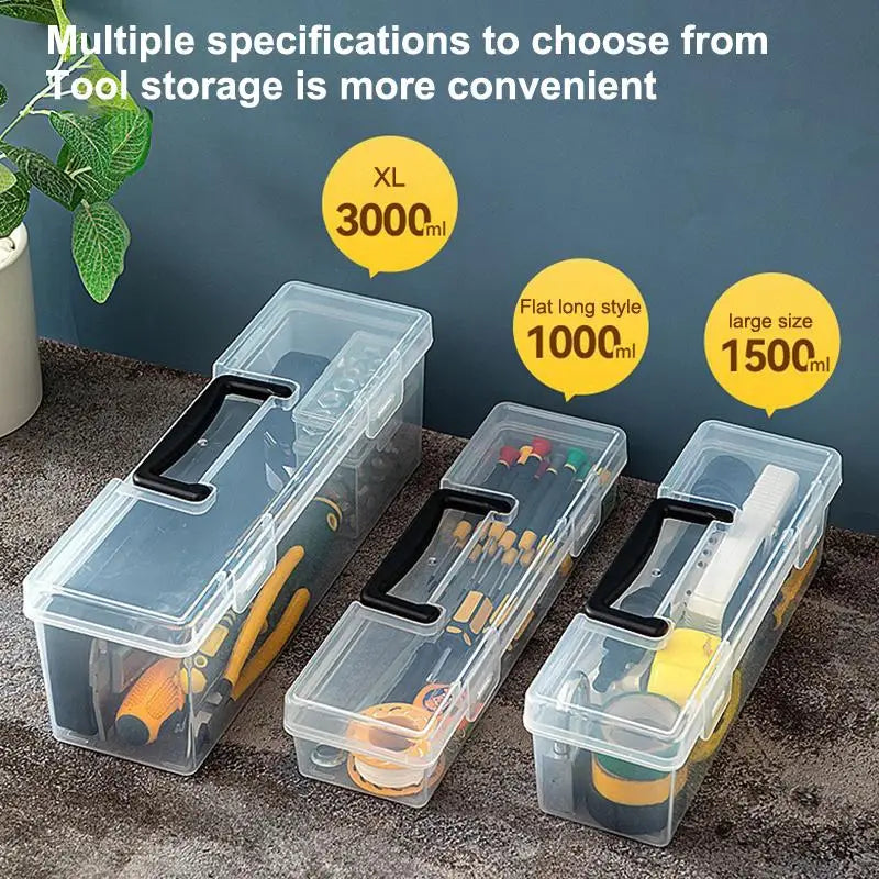 Transparent Portable Toolbox – Large Capacity Hardware Organizer Tool Storage Box Axl
