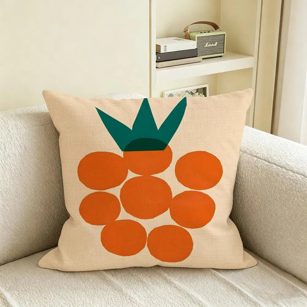 Natural Linen Cushion Cover – Printed Pillowcase Sofa & Bed Linen Cushion Cover Axl White8 40X40cm