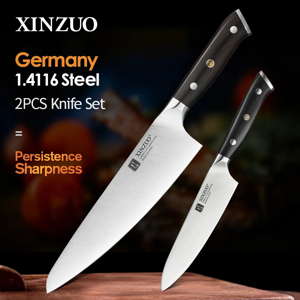 XINZUO 2-Pc Chef & Utility Knife Set – German Steel Ebony Handle Kitchen Knife Set Axl Default Title