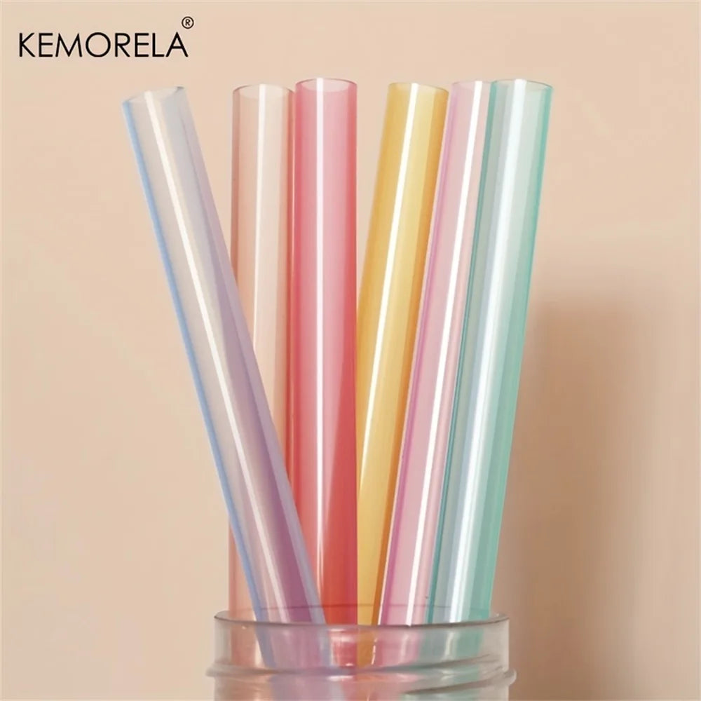 KEMORELA 6-Pack Reusable Silicone Straws with Cleaning Brush Reusable Drinking Straws Axl