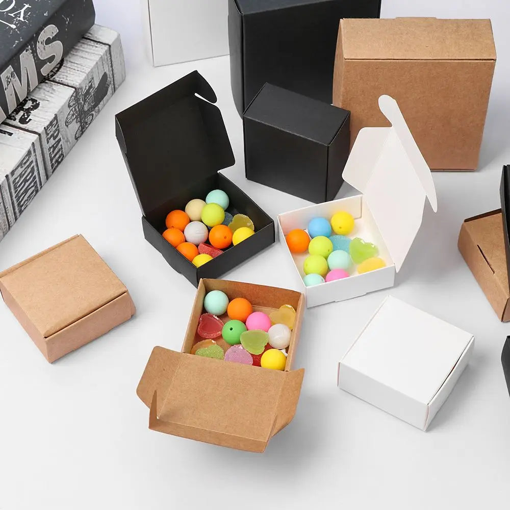 10-Pack Kraft Paper Gift Boxes – 9 Sizes Brown White Black Gift Packaging Boxes Axl
