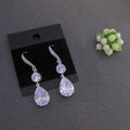 Huitan Waterdrop CZ Drop Earrings – Silver Tone Wedding Party Drop Earrings Axl E3833