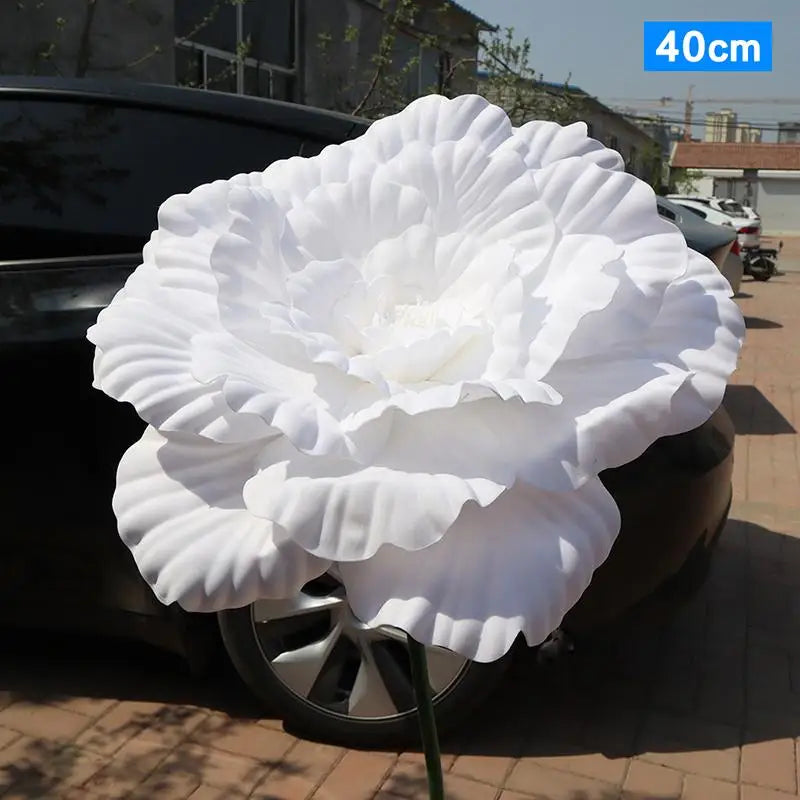 Large Artificial Peony Flowers 30/40cm – Faux Floral Wall Decor Artificial Flower Decor Axl white 40cm