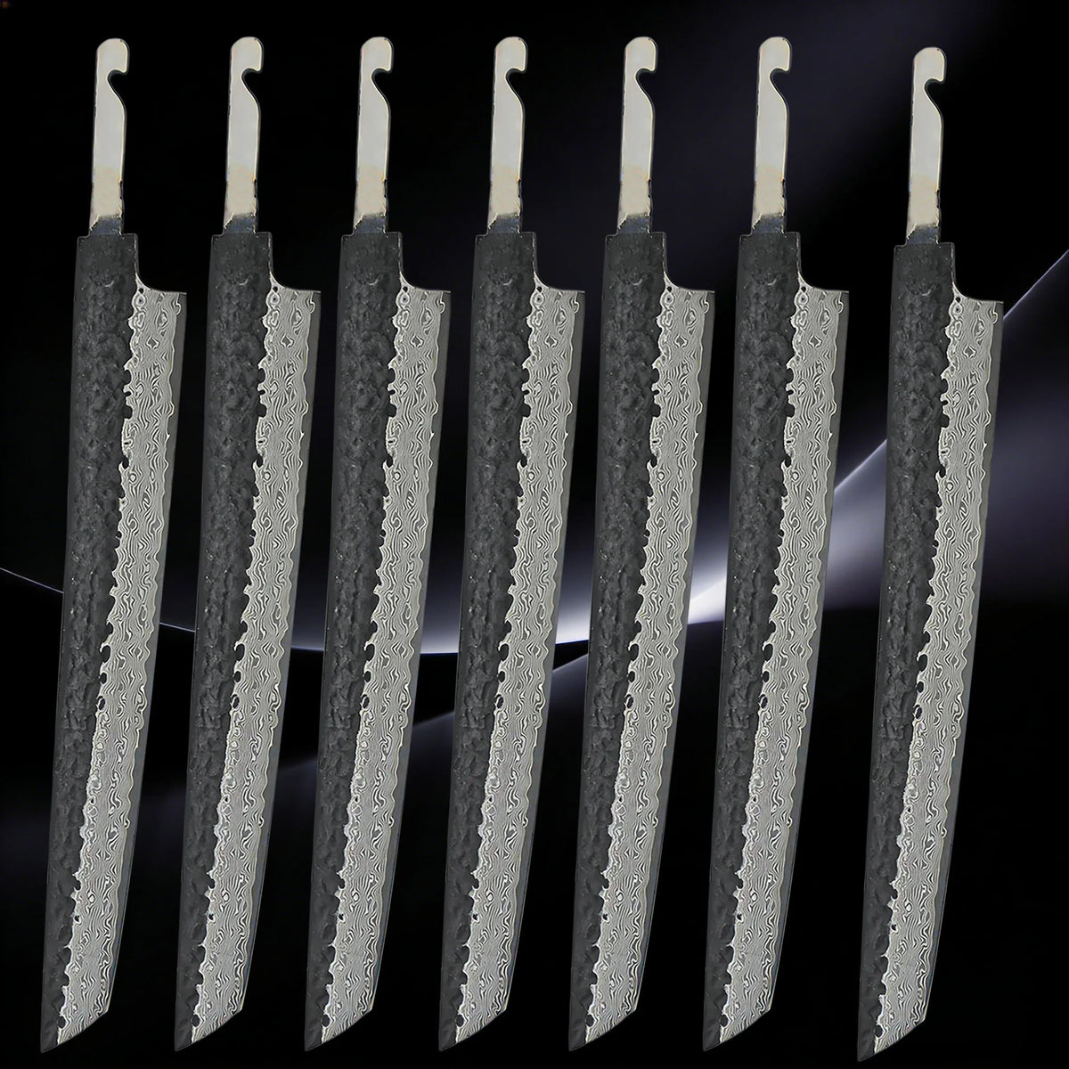 Damascus Steel Sashimi Knife Blade Set – DIY Forged 1–7 PCS Damascus Knife Blade Axl Knife Blade-7PCS