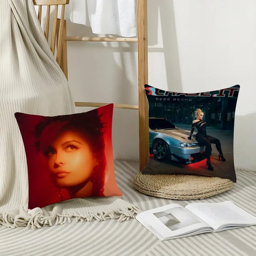 Bebe Rexha Linen Cushion Cover – Breathable Pillowcase & Zipper Decorative Cushion Cover Axl
