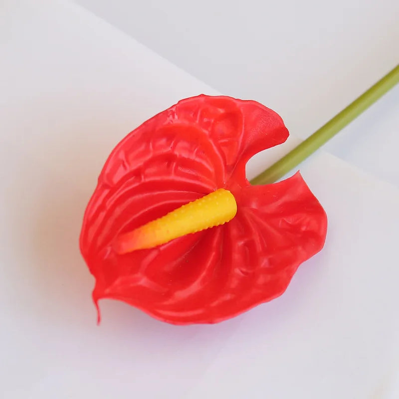 10-Pack Red Artificial Anthurium Stems – Real Touch PVC Flowers Artificial Flower Stems Axl red