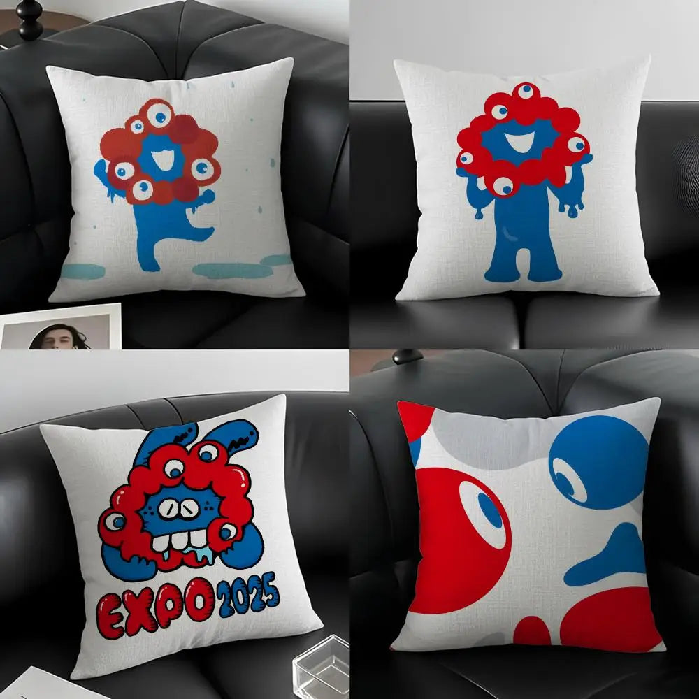 Myaku-Myaku Linen Cushion Cover – Cartoon Sofa Pillowcase Decorative Cushion Cover Axl
