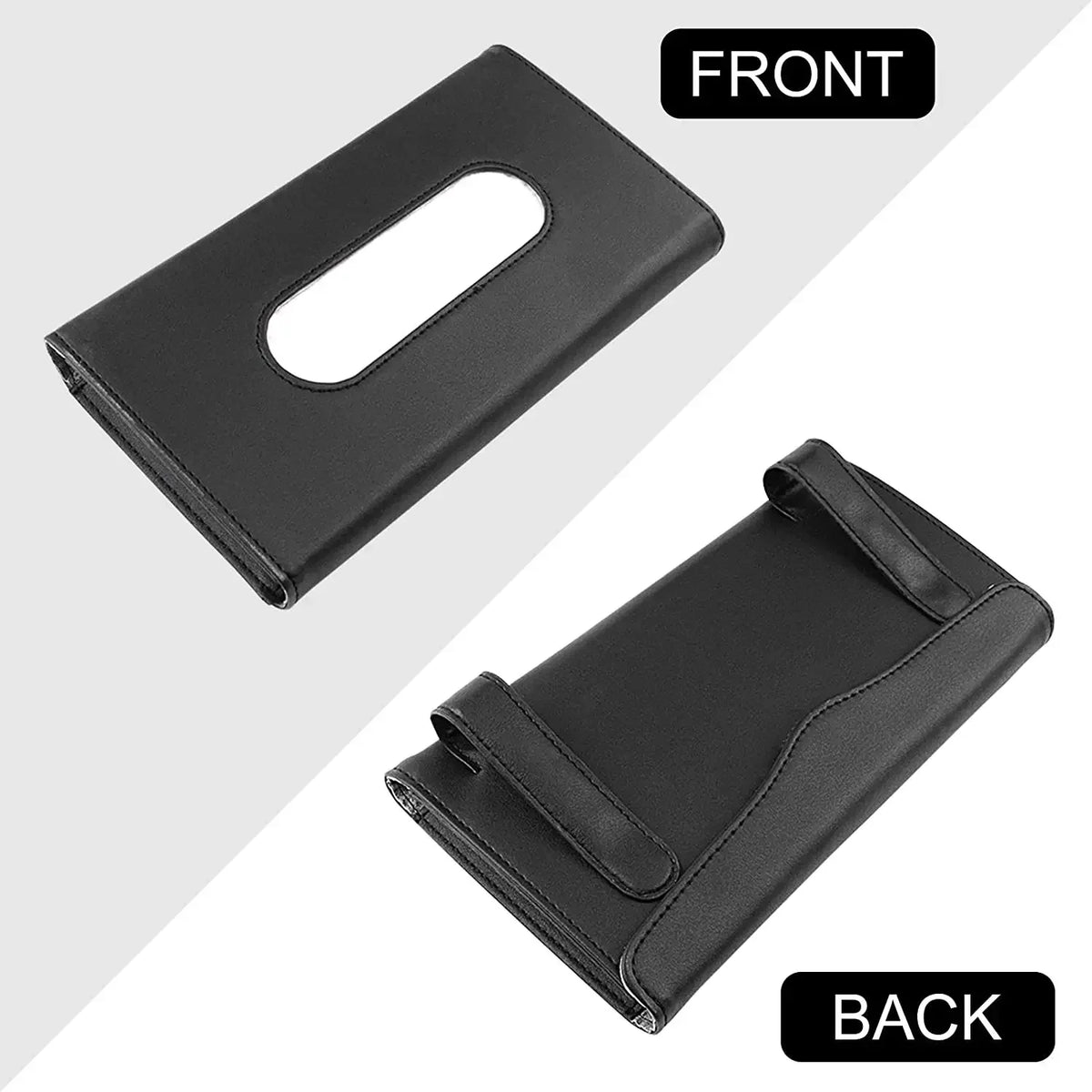 Car Sun Visor Tissue Holder – PU Leather Auto Organizer Car Interior Organizer Axl black