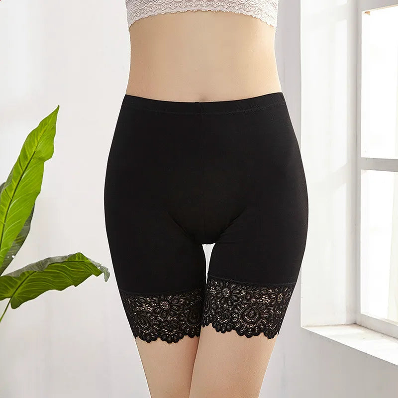 Women's Plus Size Modal Safety Shorts with Lace | 40–80KG Safety Shorts Axl balck 4XL-70-80kg