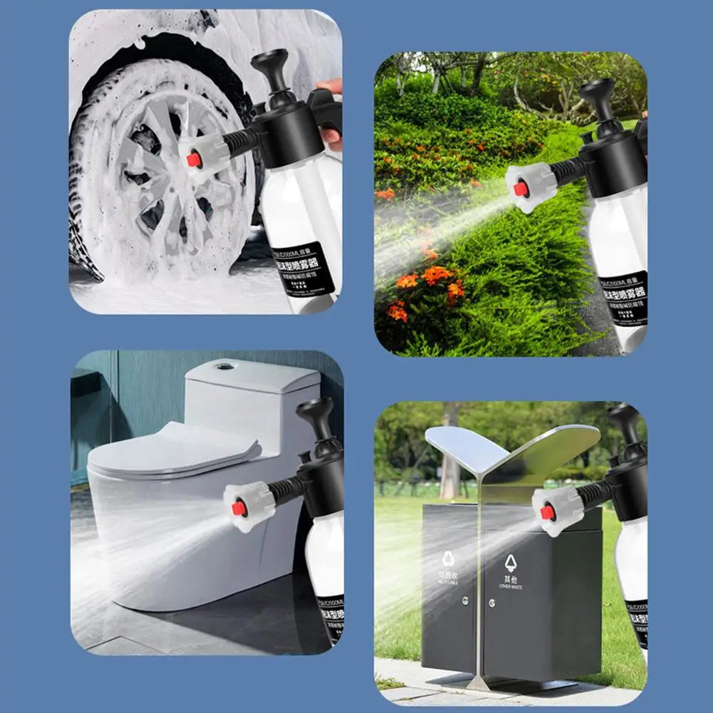 2L Handheld Pressure Foam Sprayer – 3 Nozzles Car Wash Foam Pressure Sprayer Axl
