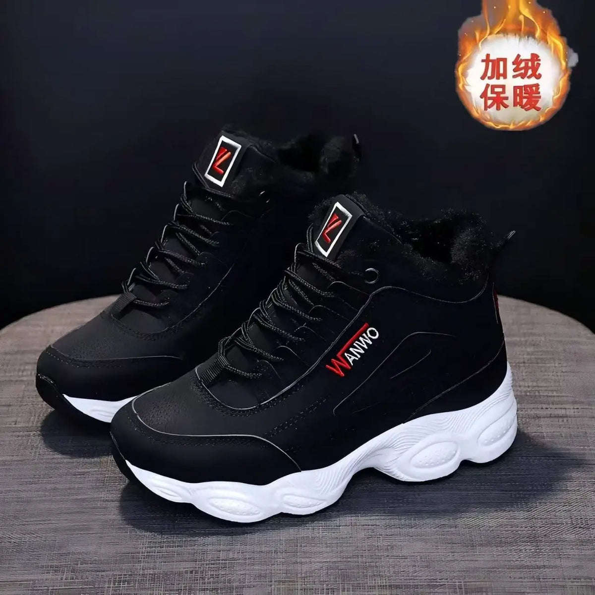 Women's Winter Velvet Snow Boots – Warm Flat Mid-Calf Lace-Up Women's Snow Boots Axl black 35
