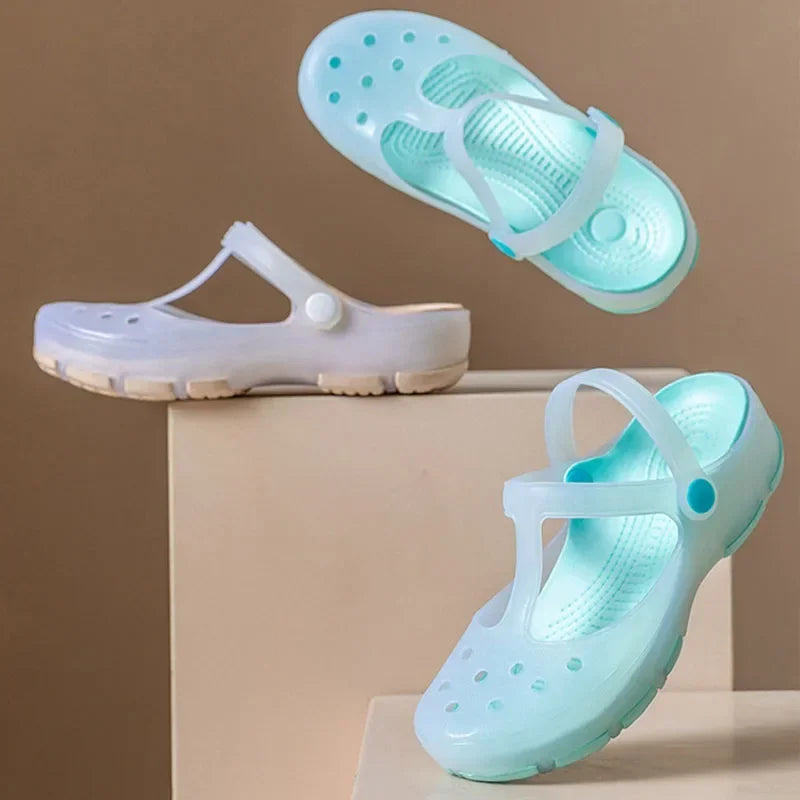 Women's Jelly Slip-On Clogs – Non-Slip Soft Sole Beach Sandals Slip-On Clogs Axl