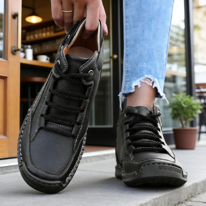 Women's Waterproof Mid-Top Retro Sneaker Boots | ZULIWAGN Mid-Top Sneaker Boots Axl Black 36