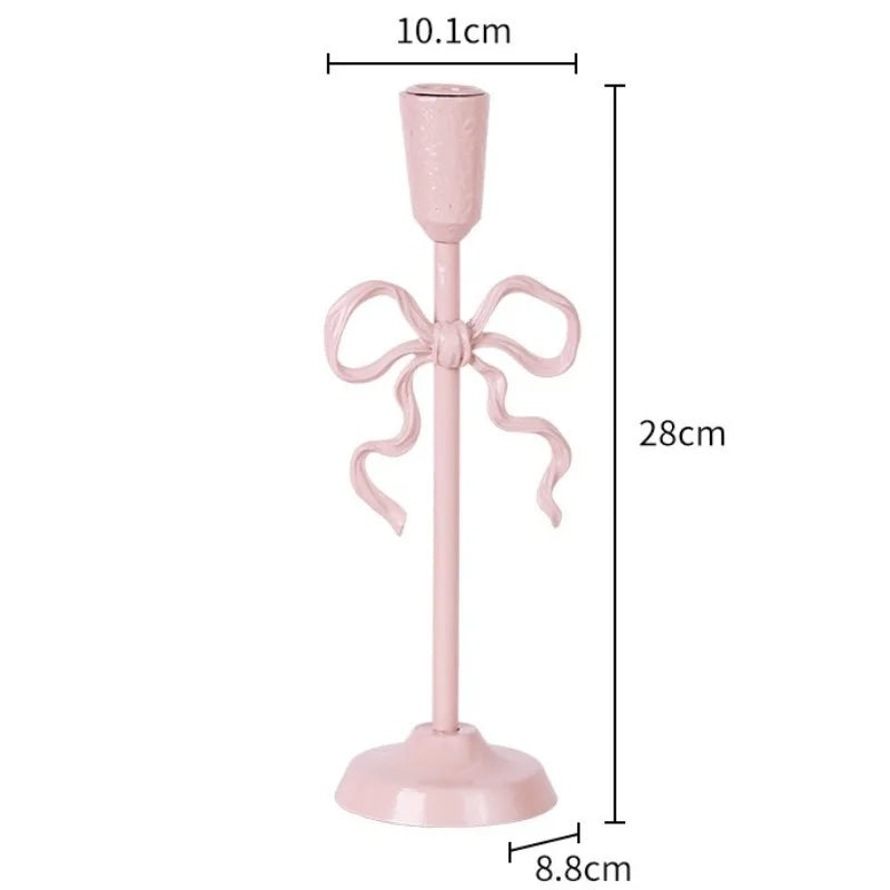 Vintage Iron Candlestick Holder – Elegant Gold & Pink Home Decor Candle Holder Axl Pink-Large