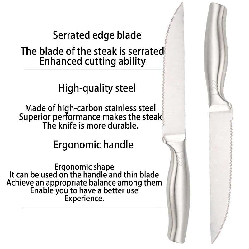 Serrated Steak Knife Set – 1/4/6/8 Pc Stainless Steel Steak Knife Set Axl