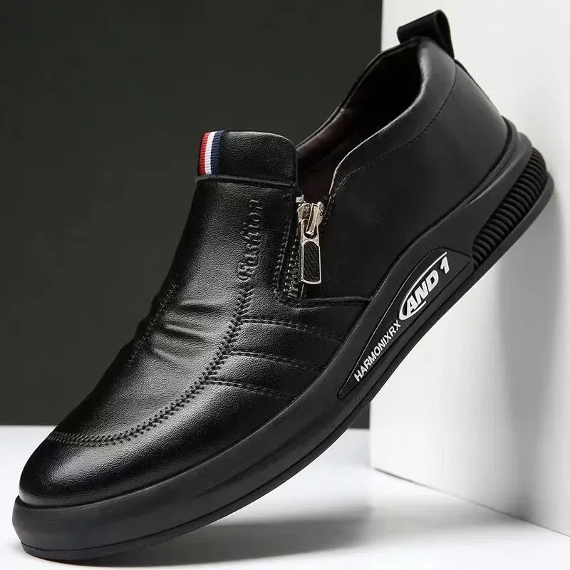 Men's Slip-On Leather Loafers – Casual Business Moccasins Men's Loafers Axl