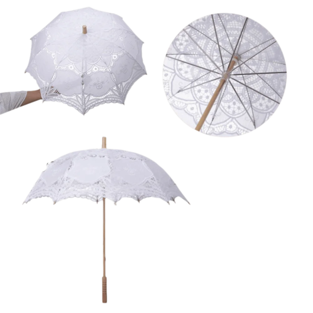 Lace Parasol Umbrella – Wedding Prop & Flower Girl Décor Decorative Lace Parasol Axl white-65cm