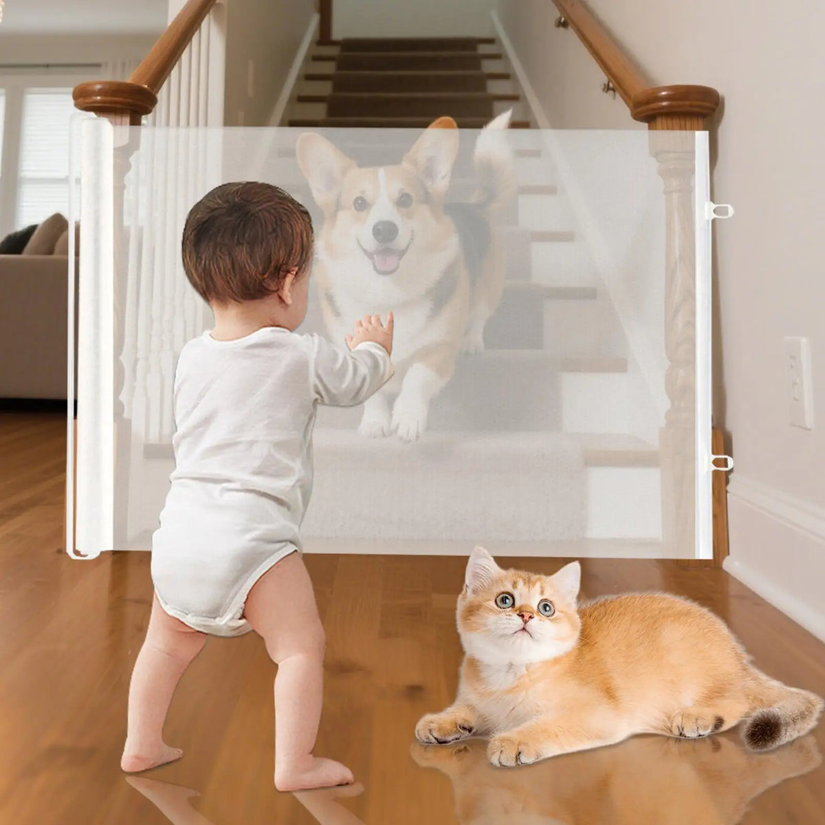 Retractable Pet Gate – No-Drill Screen Door for Dogs & Cats Retractable Pet Gate Axl